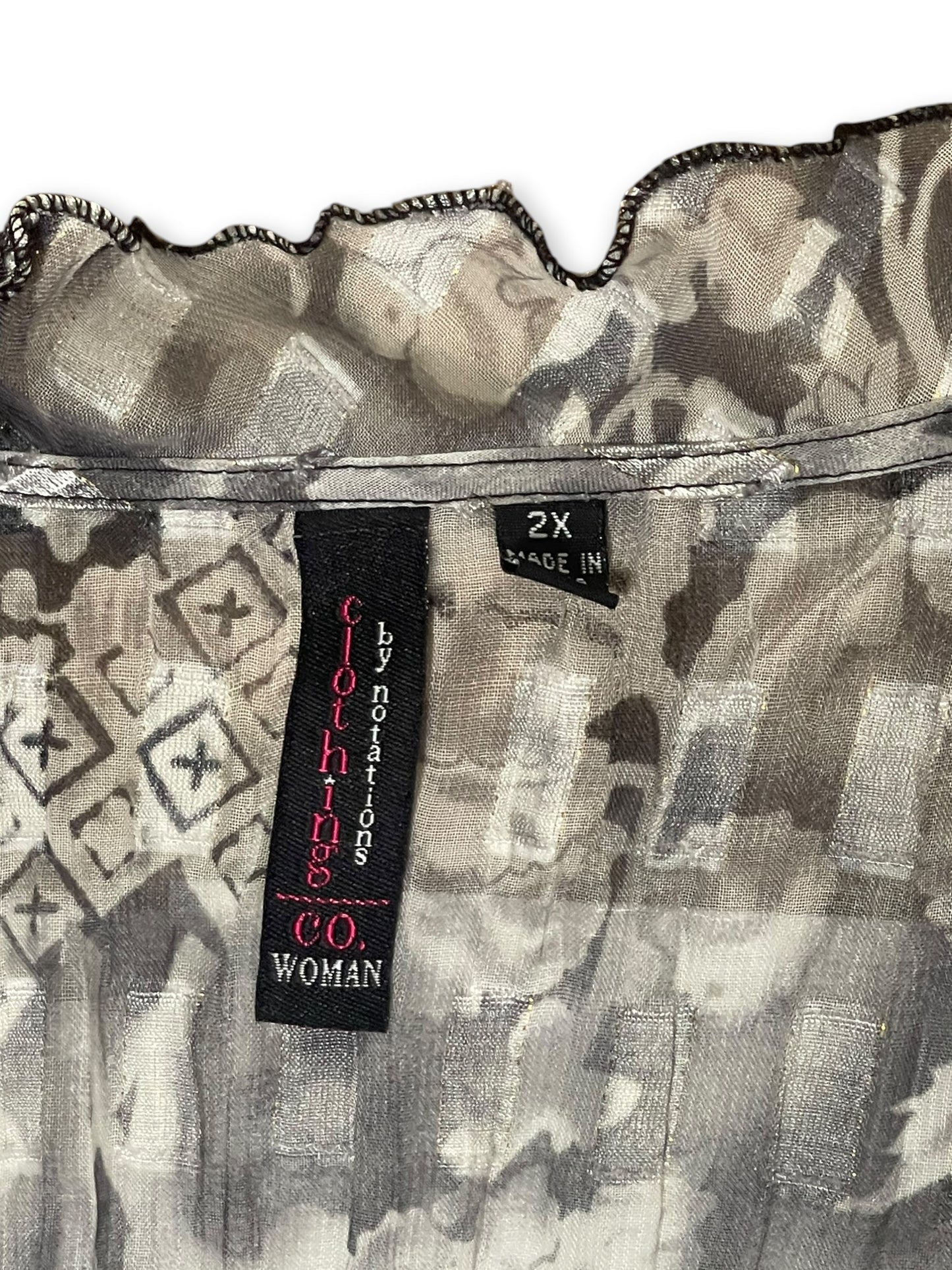 90’s/Y2K Pleated Sheer Blouse (2X)