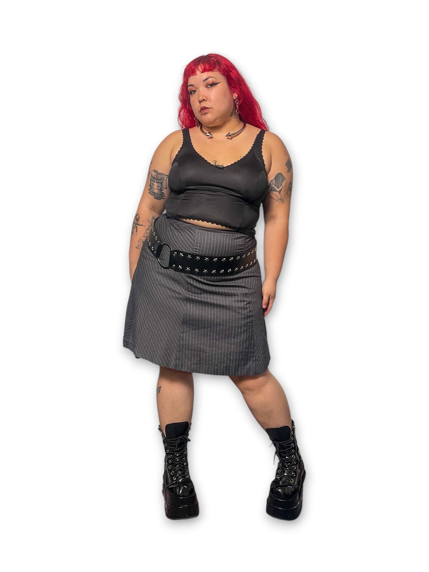 Y2K Gray Pinstripe Skirt (XL/1X)