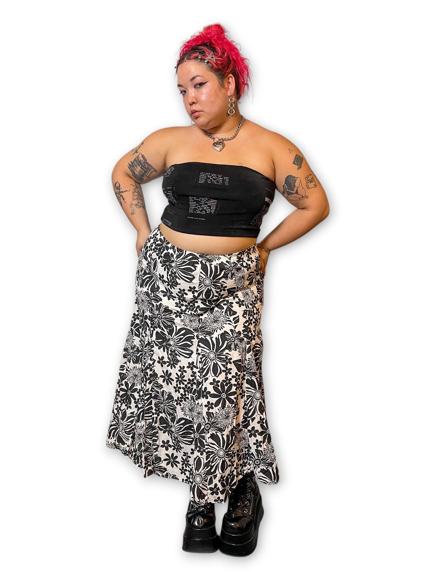 90’s/Y2K Floral Print Midi Skirt (L/XL/1X)