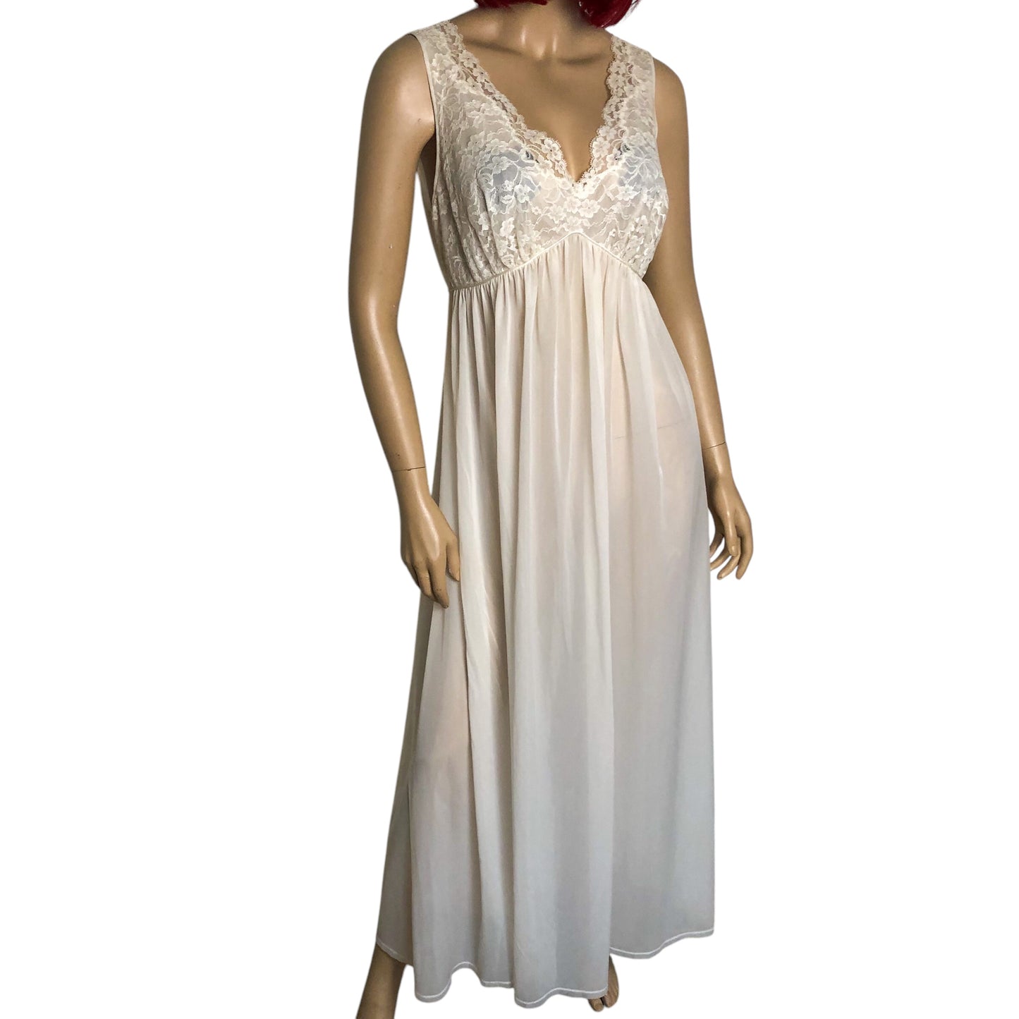 50’s Vanity Fair White Maxi Slip Dress (M)