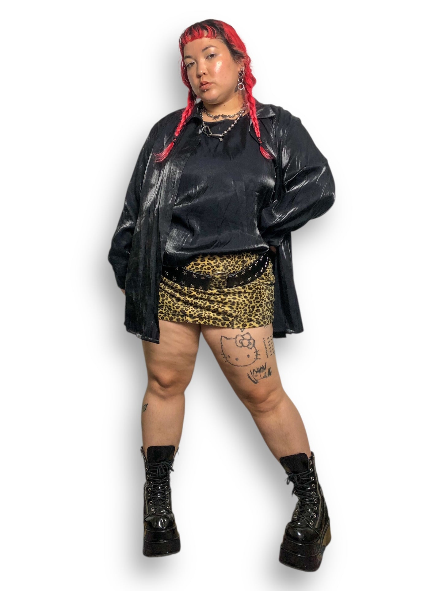 Y2K Style & Co Black Satin 2-Piece Set (2X/3X)