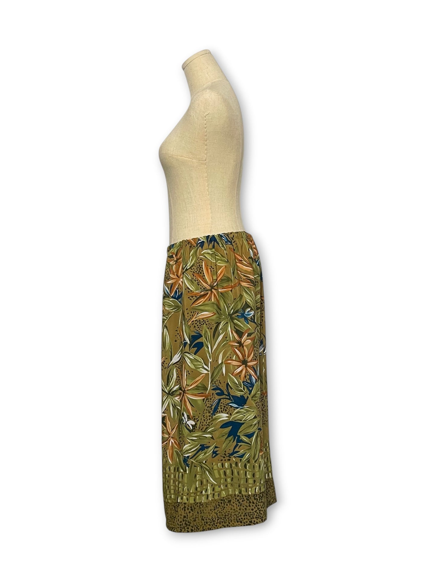 Vintage Floral Print Midi Skirt (XL/1X)