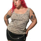 90’s Alex Evenings Glittery Tan Leafy Print Tank Top (XL/2X)