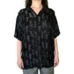 90’s Odo Black and Silver Button Down Shirt (M)