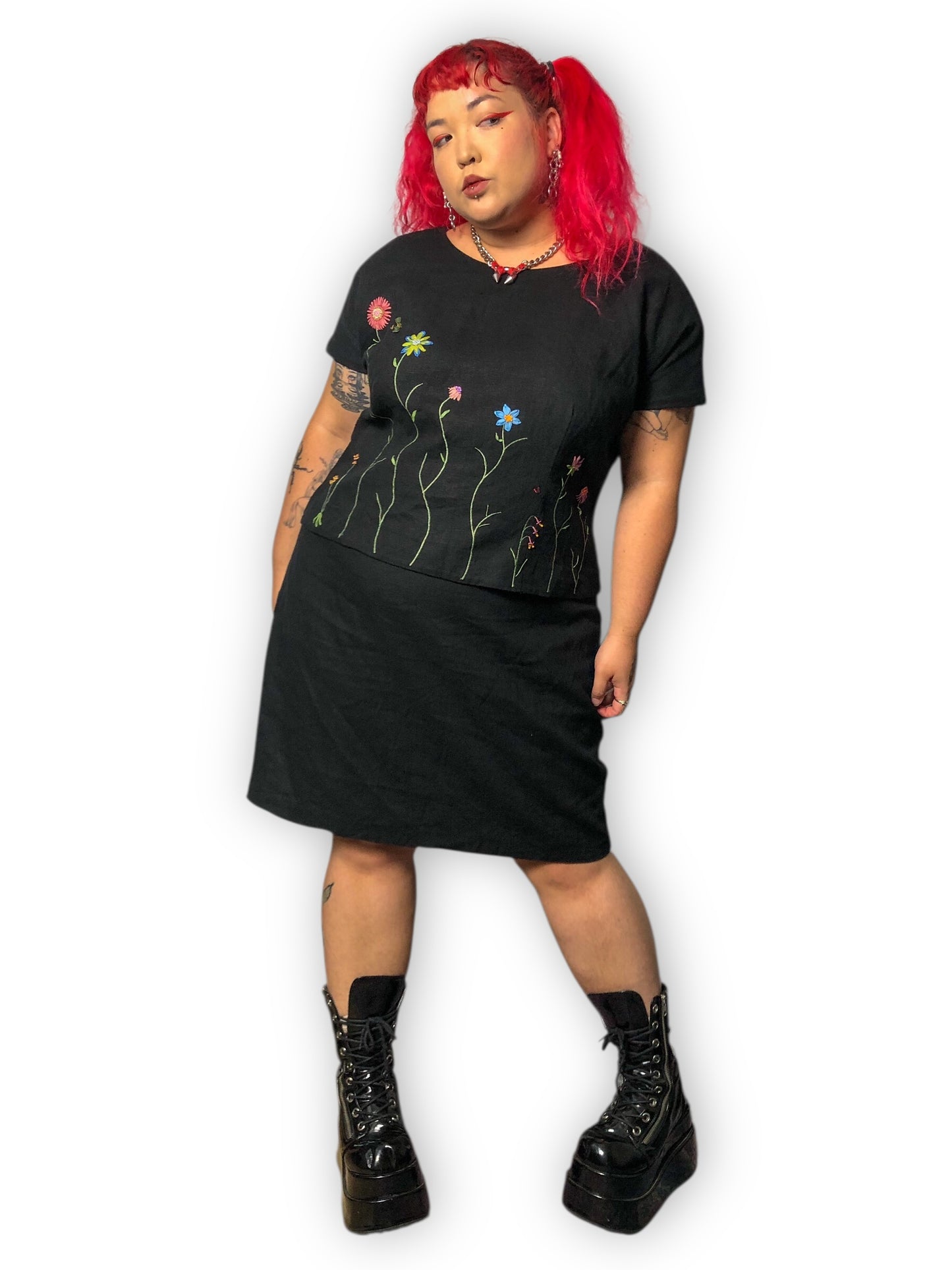 90’s Positive Attitude Black Layered Pencil Dress (2X)