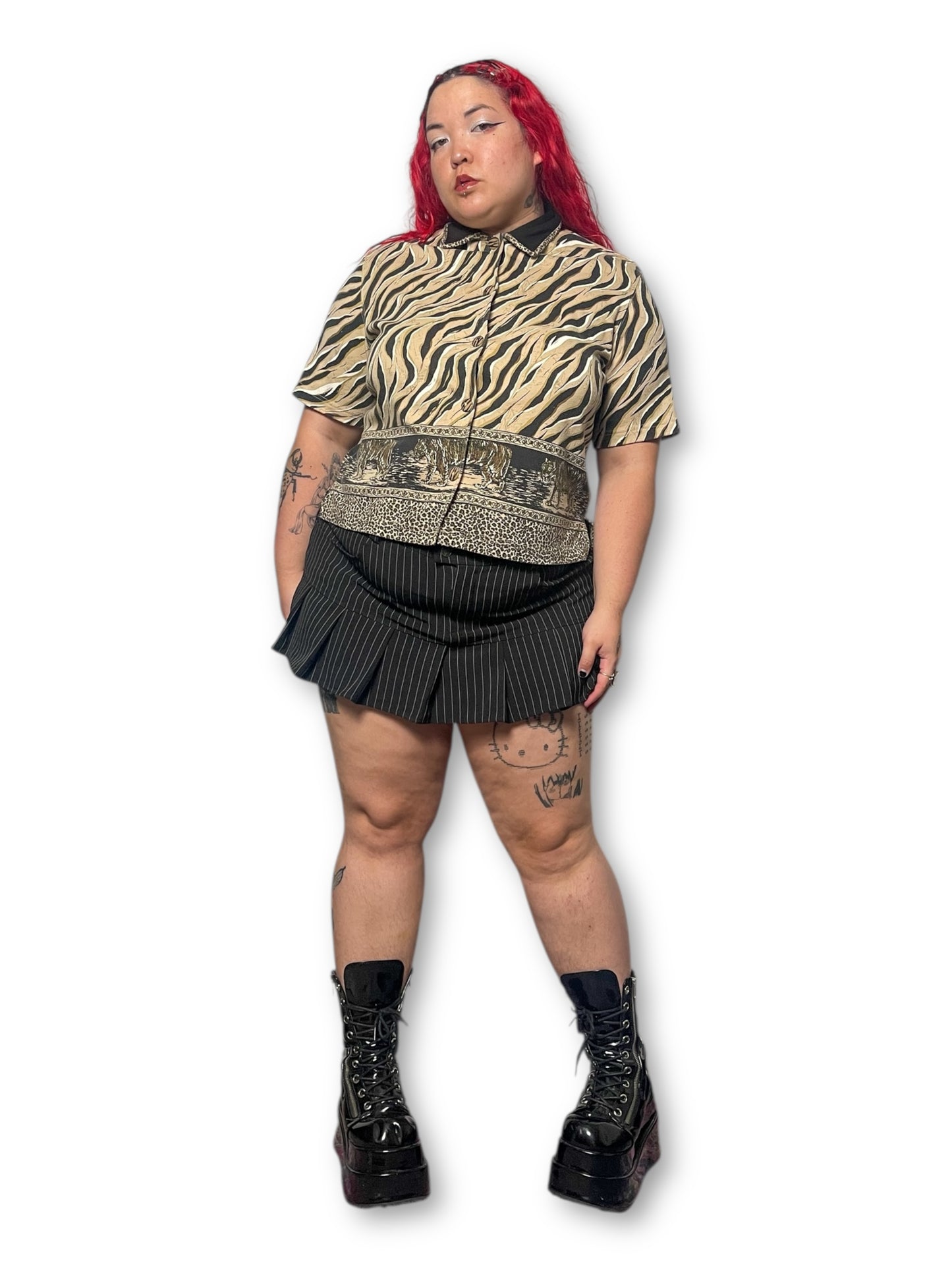 Y2K Koret Tiger Stripe Print Blouse (L)