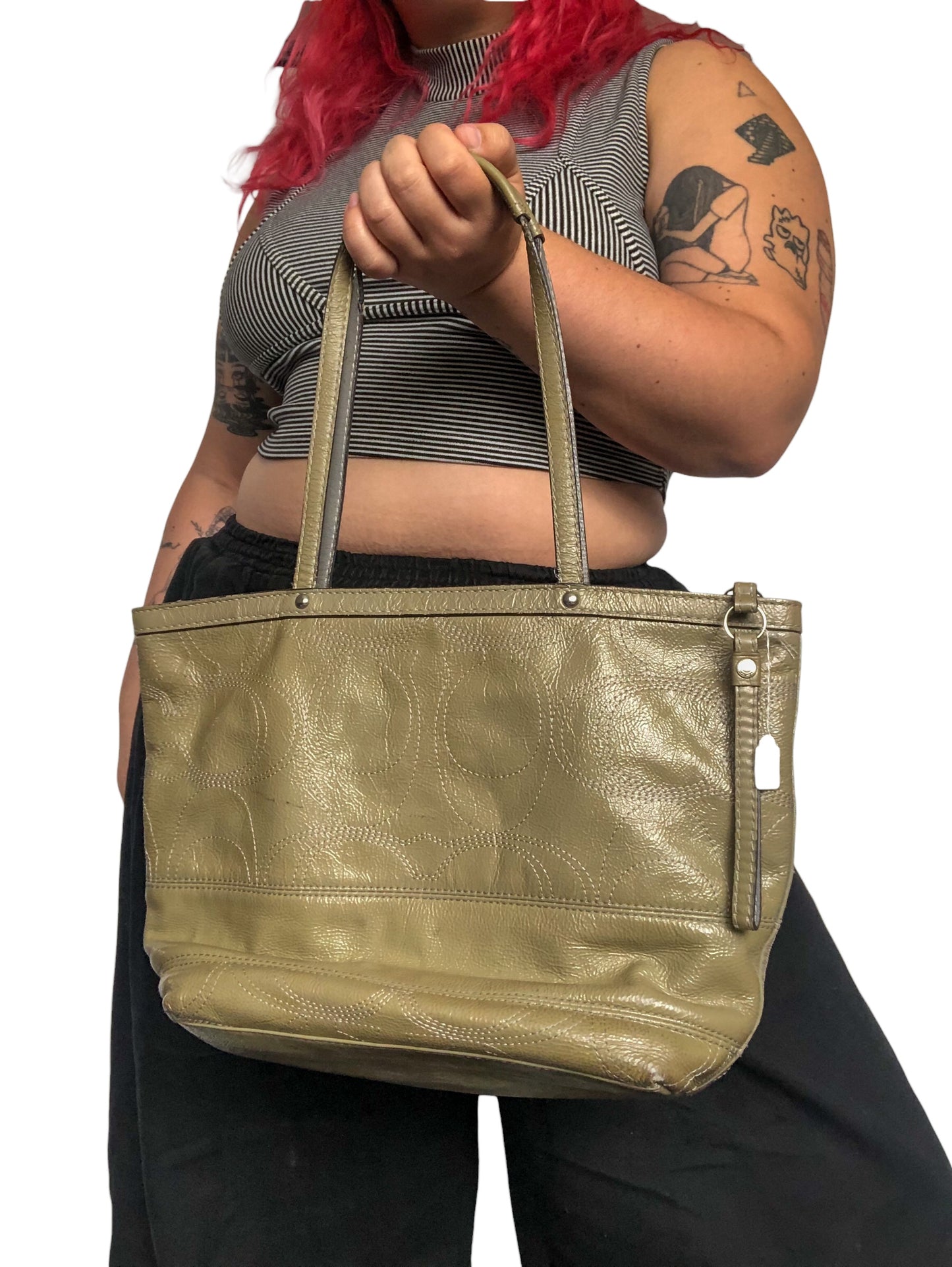 Coach Patent Olive Khaki Purse
