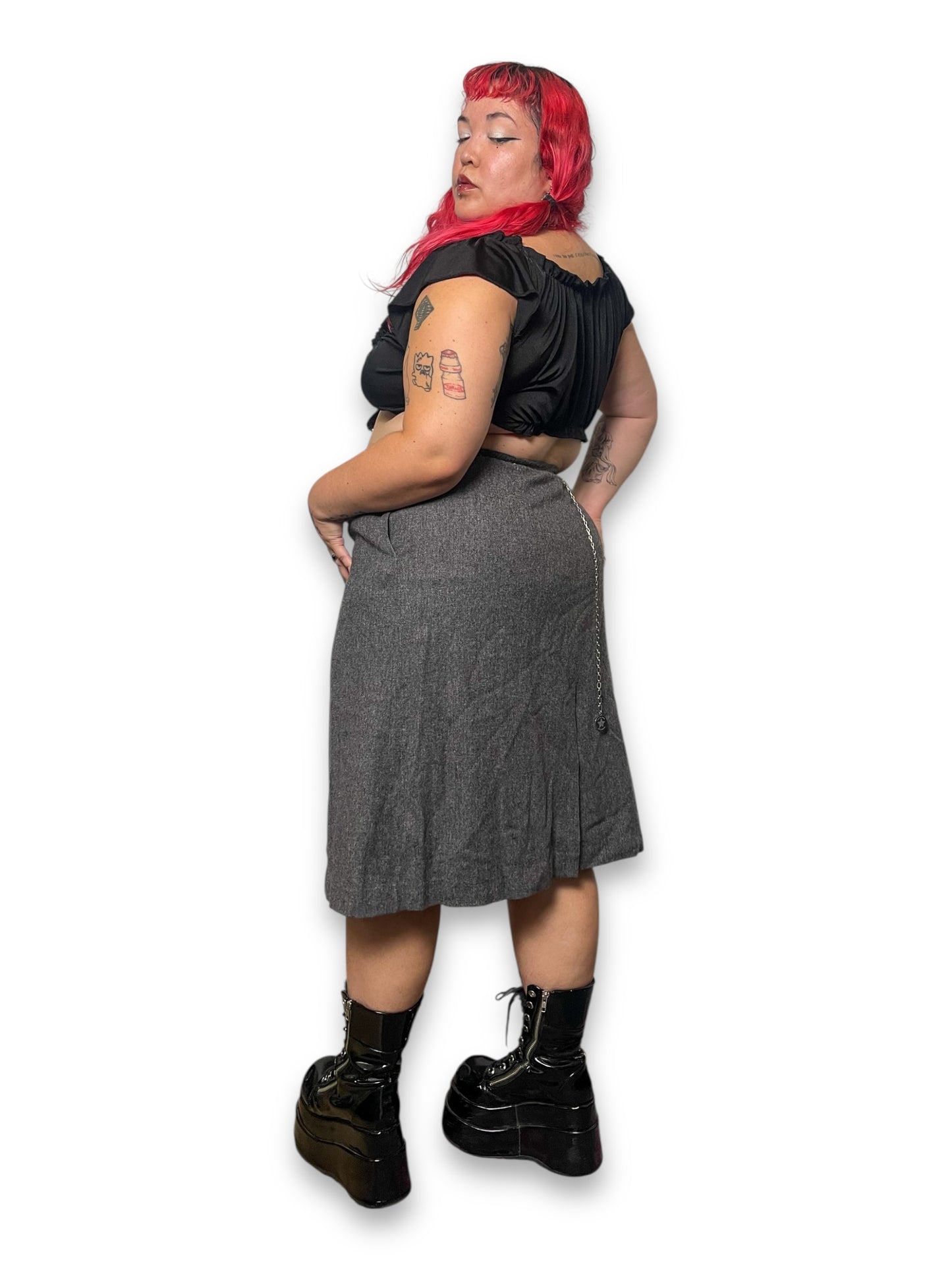 70’s/80’s Gray Wool Pencil Skirt (1X)