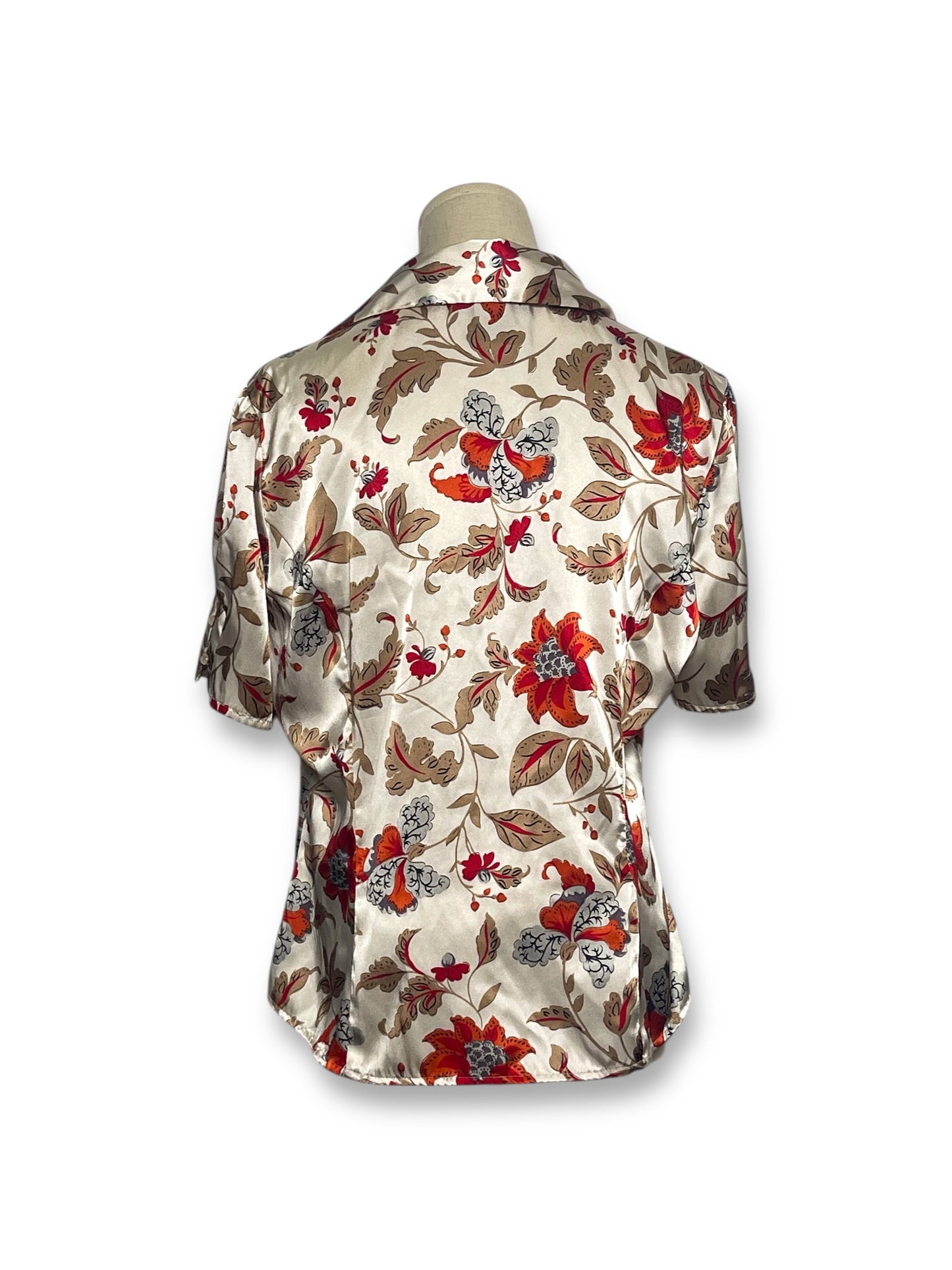 90’s/Y2K Floral Satin Blouse (XL)