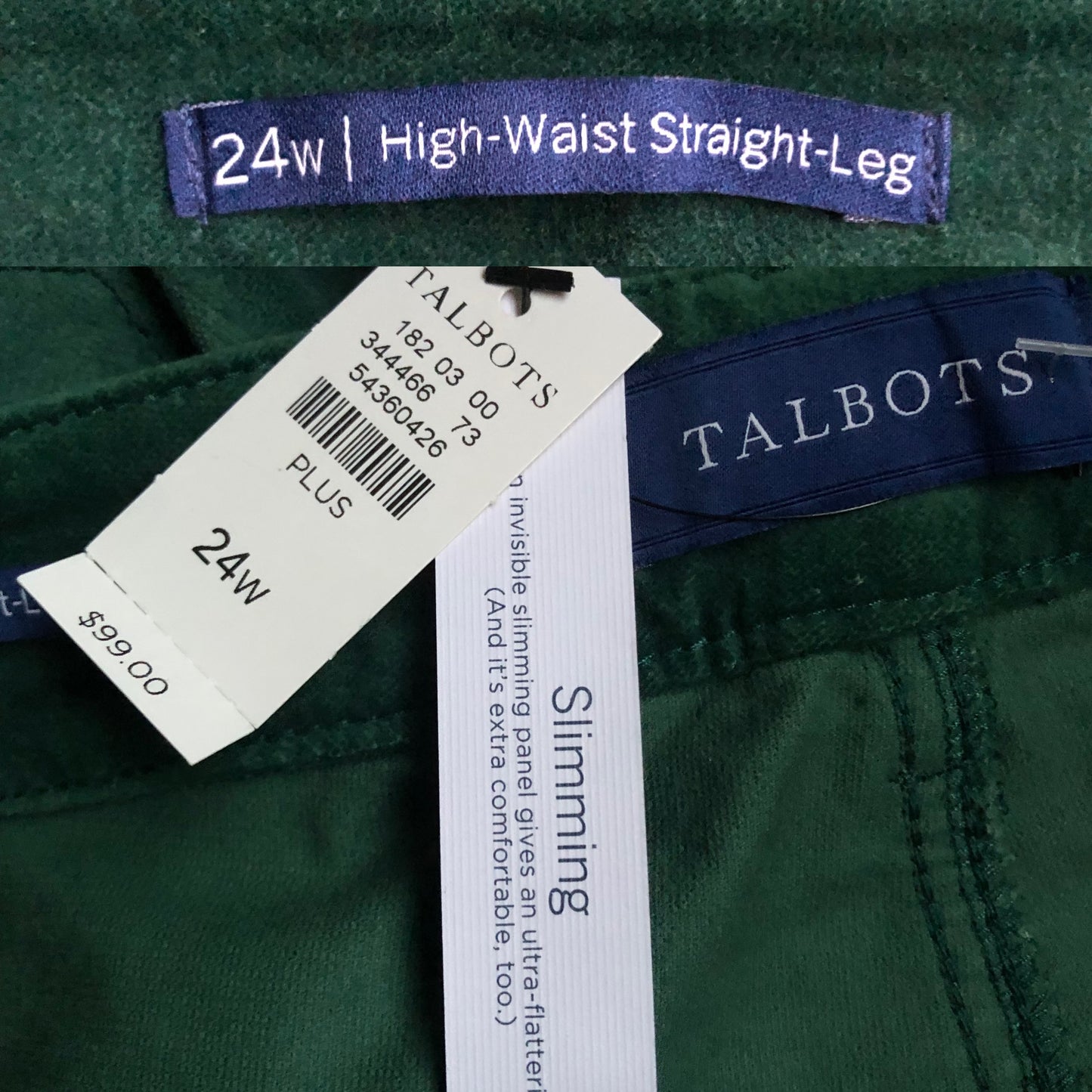 Talbots Forest Green Velvet Pants (3X)