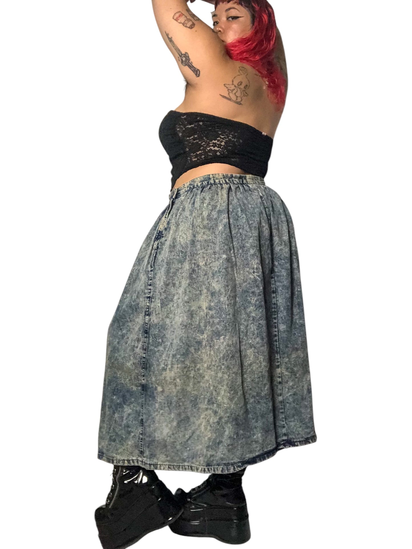 80’s/90’s Palmetto’s Acid Wash Denim Circle Skirt (2X)
