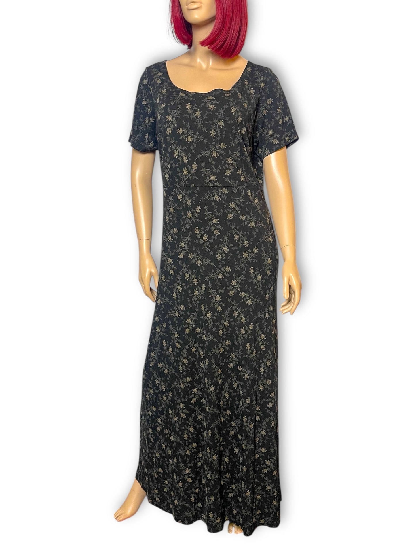 90’s Eddie Bauer Black Floral Maxi Dress (L)