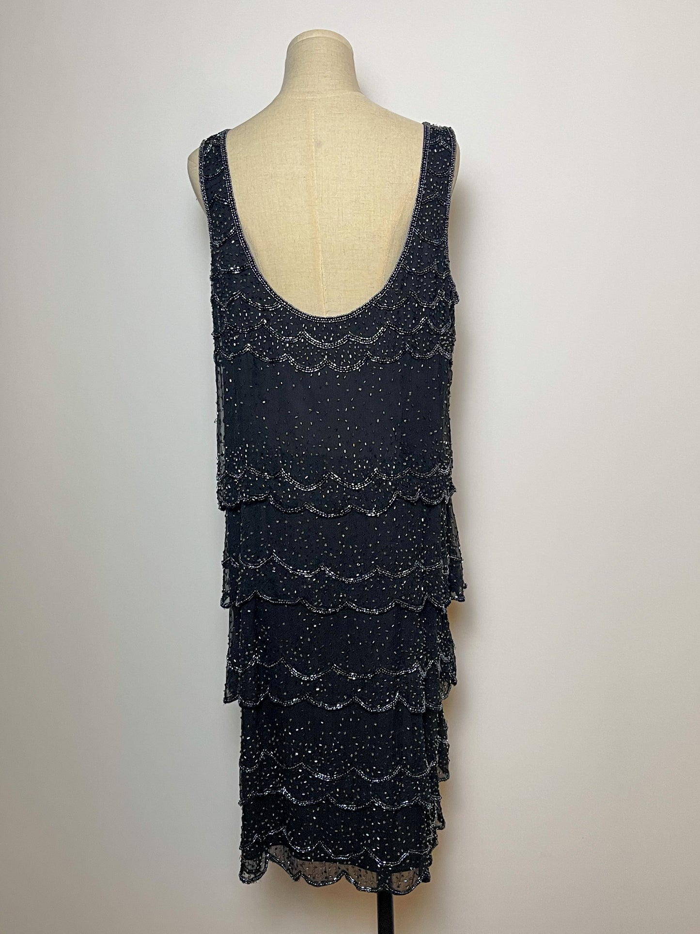90’s Silk Beaded Tiered Cocktail Dress (XL/1X)