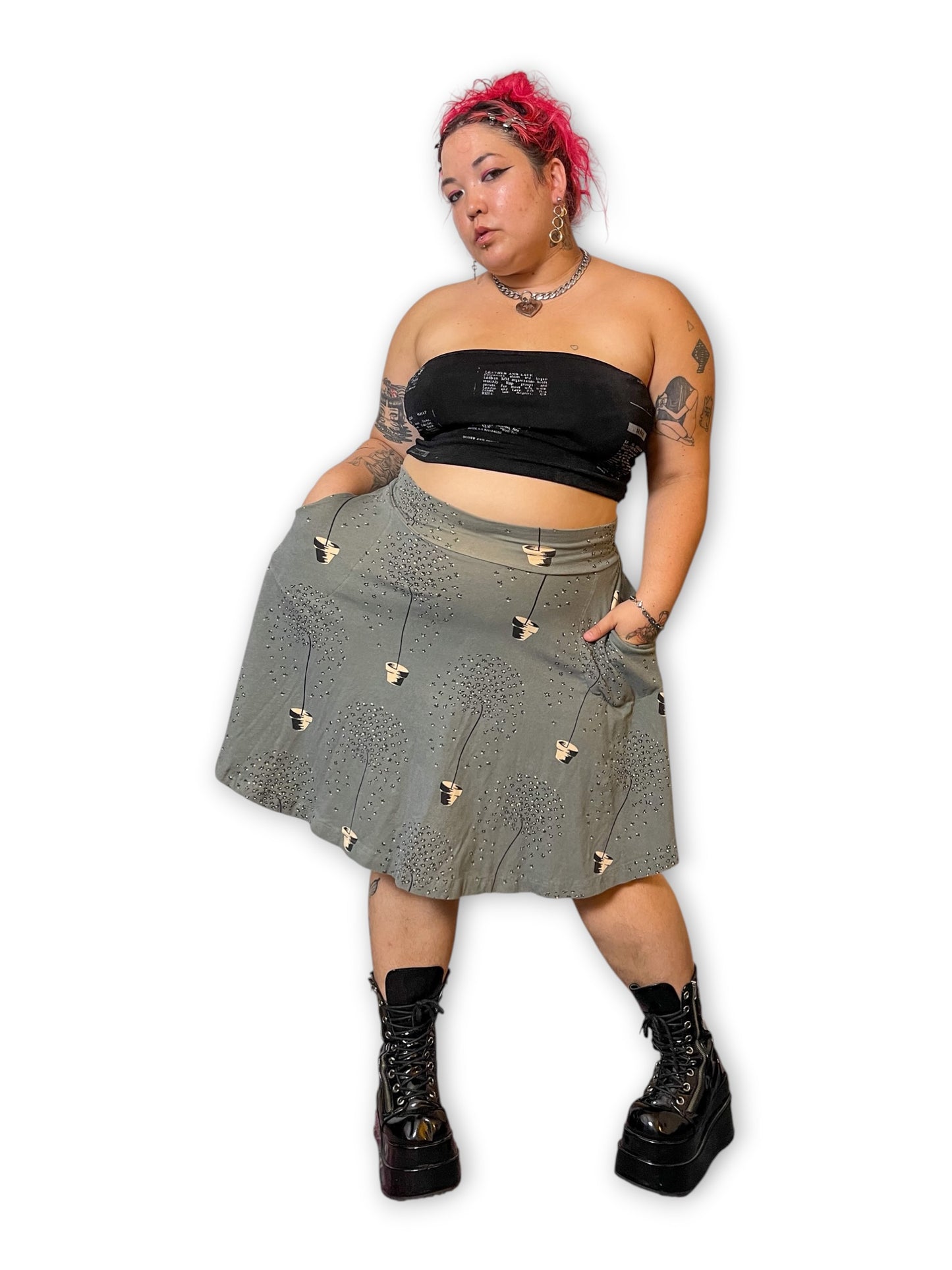 Y2K/Modern Twee Print A-Line Skirt (XL/1X/2X)