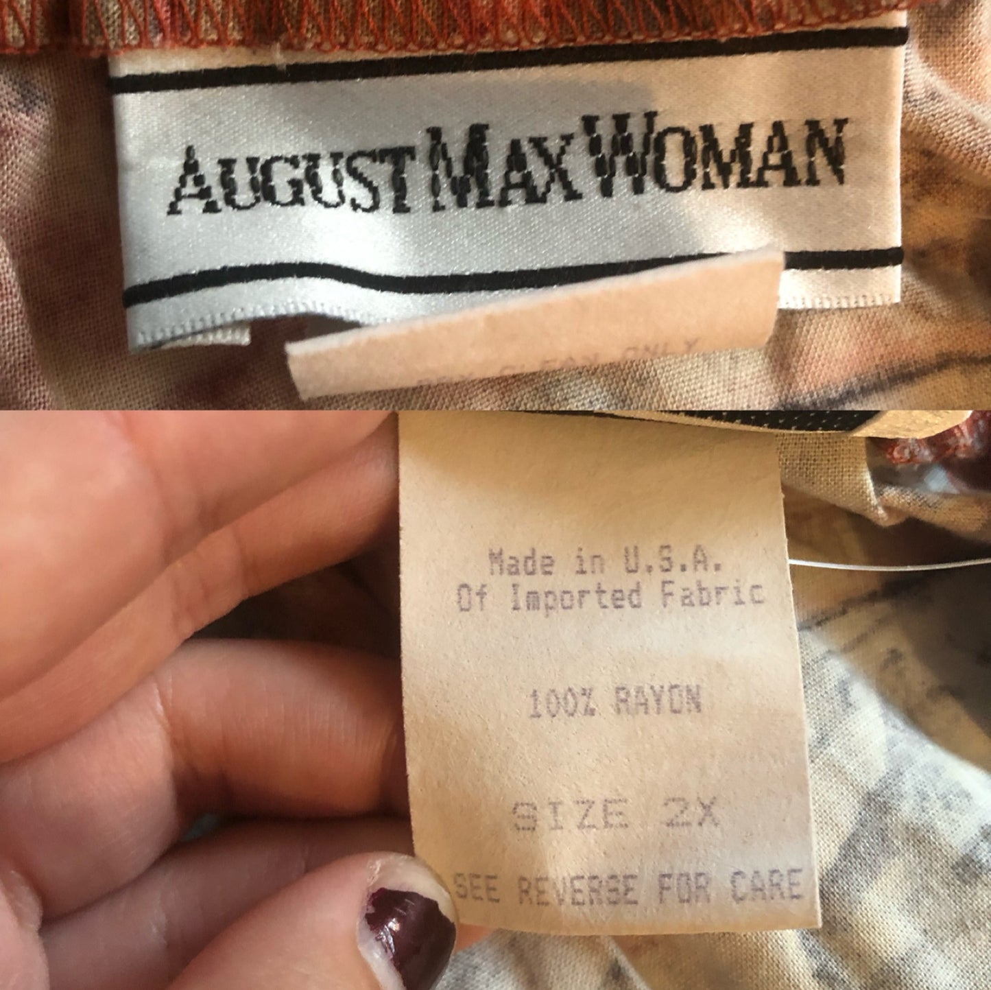 90’s August Max Woman Pink and Khaki Floral Print Skirt (2X)