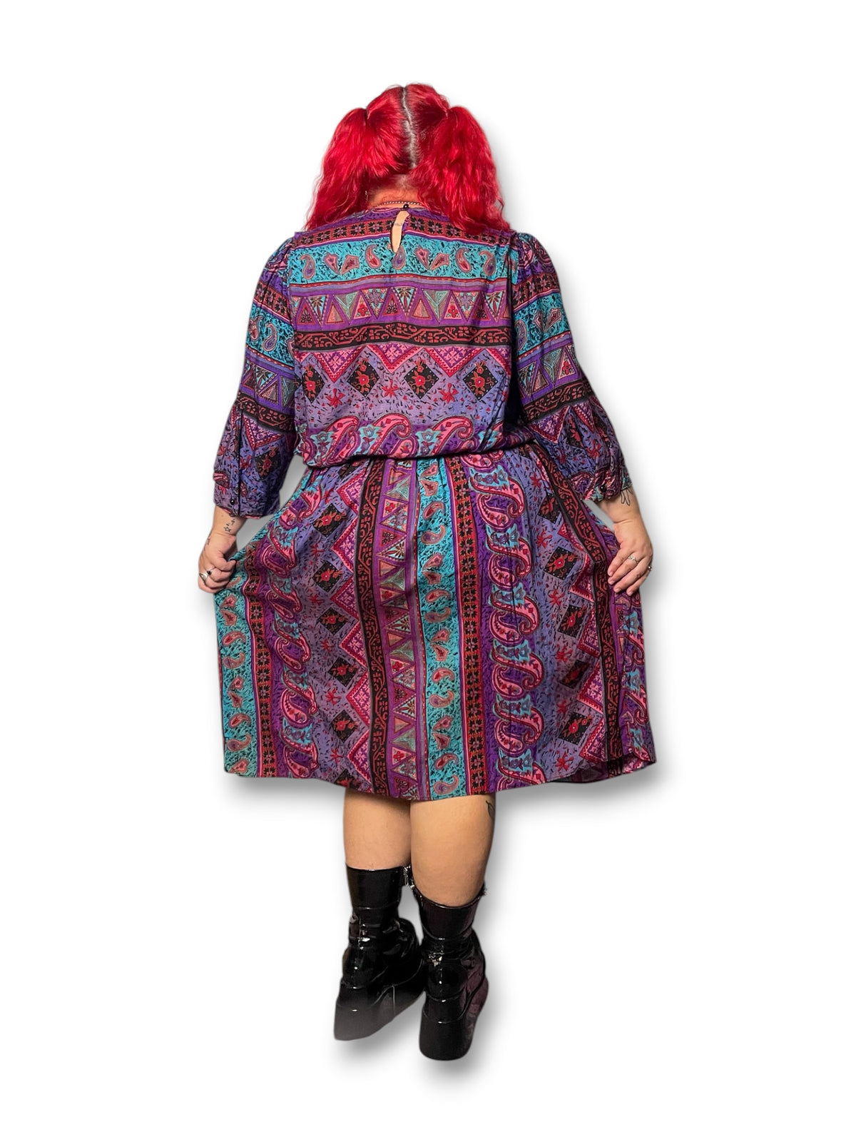 80’s Retro Print Midi Dress (2X/3X)