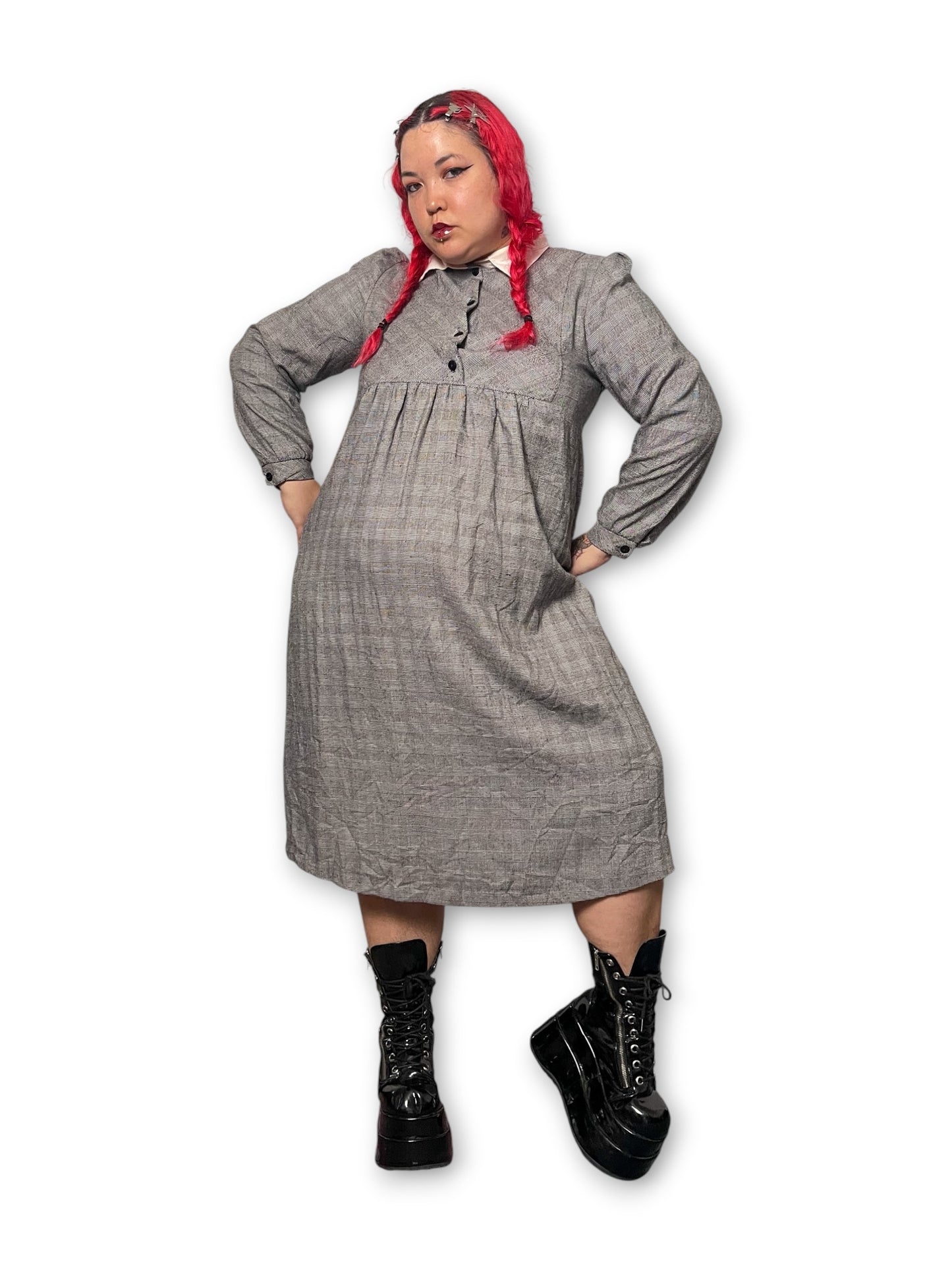 80’s/90’s Retro Plaid Midi Dress (1X/2X)