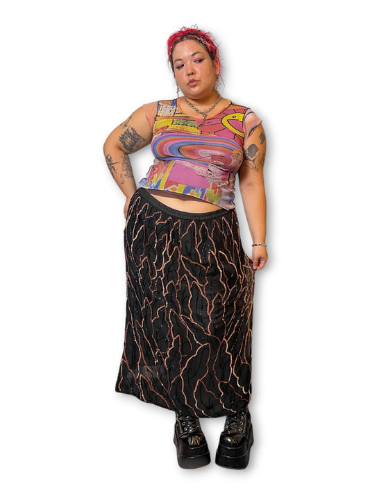 90’s Beaded Silk Midi Skirt (1X/2X/3X)