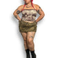 Vintage Brown and Cream Print Tube Top (XL/2X/3X)