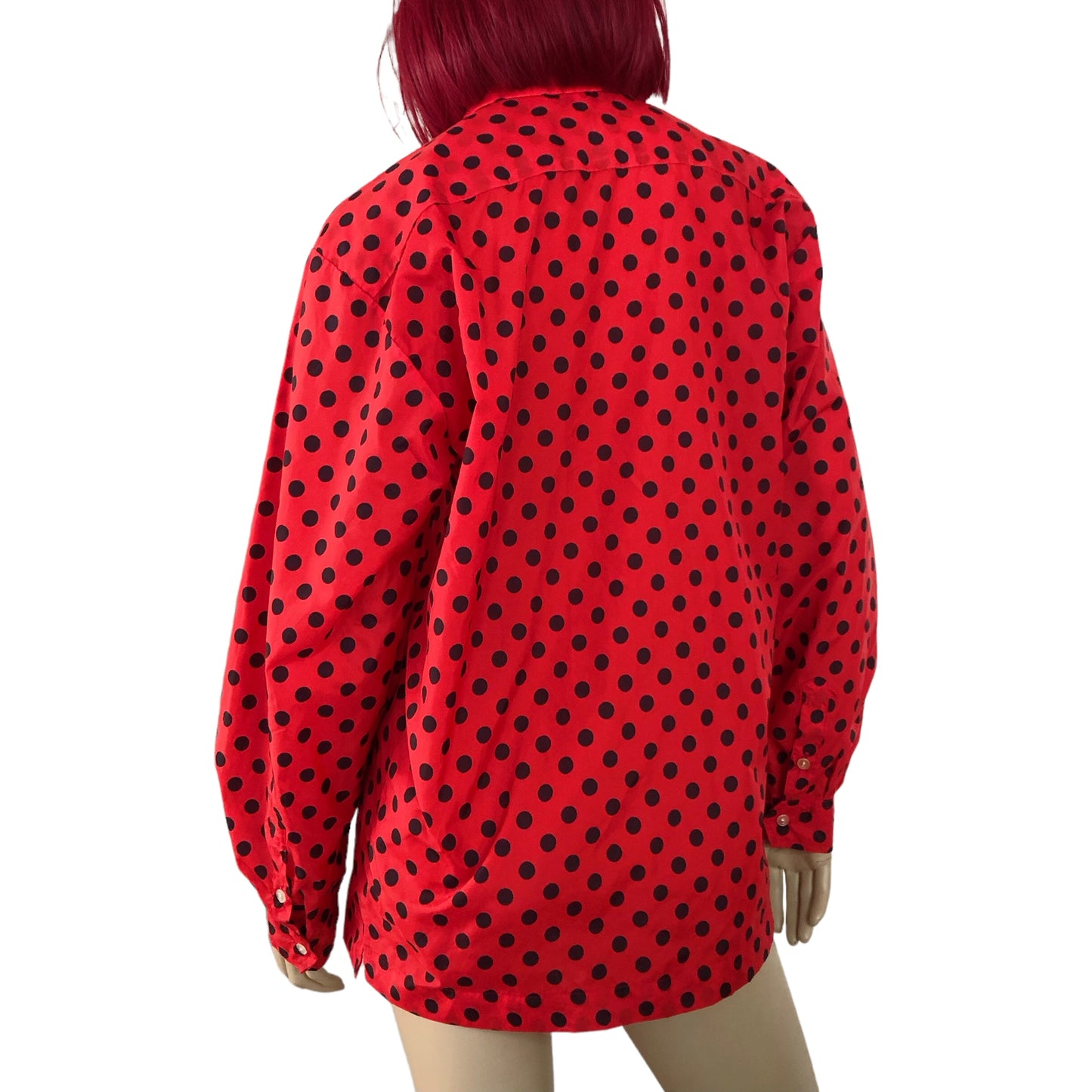 70’s Saska Parrott Ski Co Red and Black Polka Dot Wind Shirt (M)