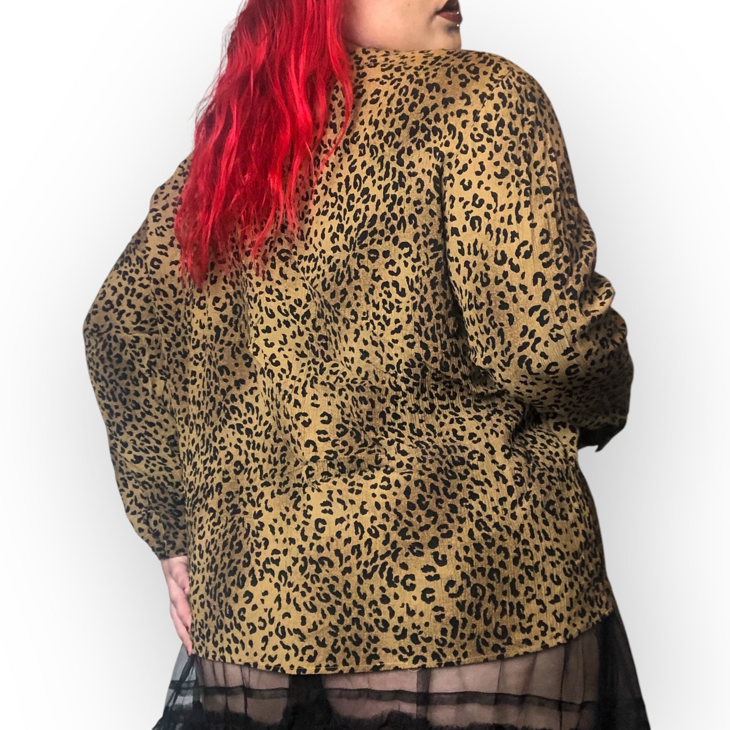 90’s Jones New York Leopard Print Long Sleeve Shirt (3X)