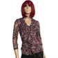 90’s INC International Concepts Black and Pink Floral Print Mesh Blouse (M)