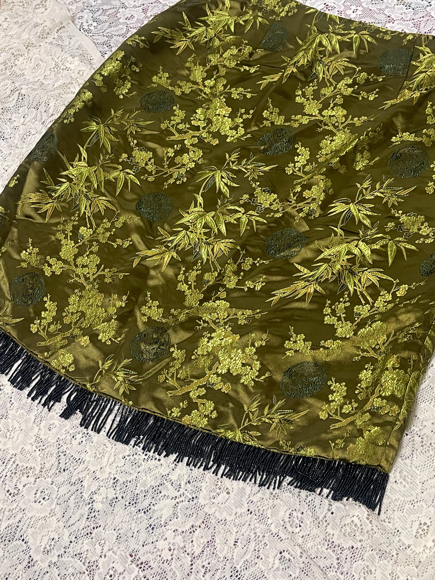 90’s Floral Brocade Pencil Skirt (1X)