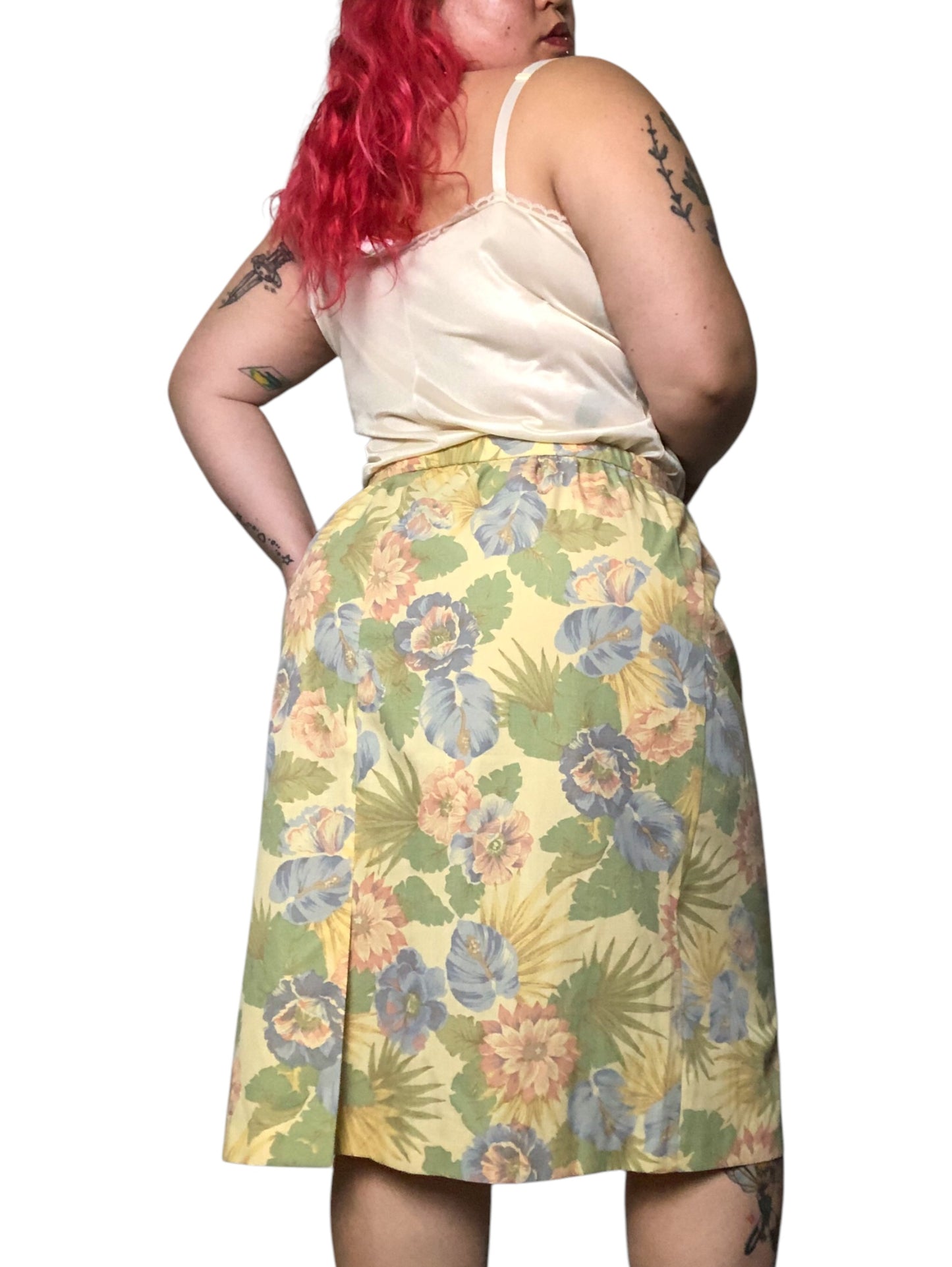 80’s Alfred Dunner Pastel Floral Print Skirt (2X)