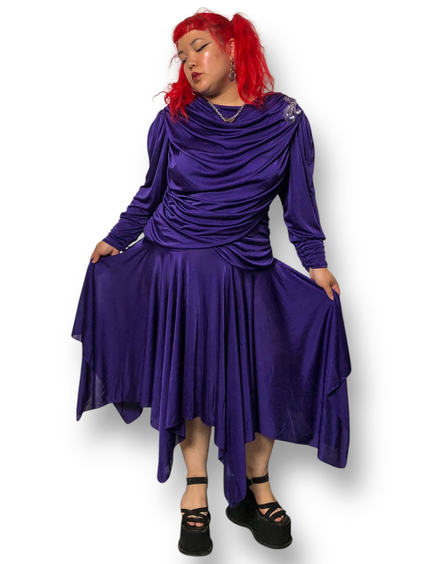 80’s David Rose Purple Retro Cocktail Dress (2X)