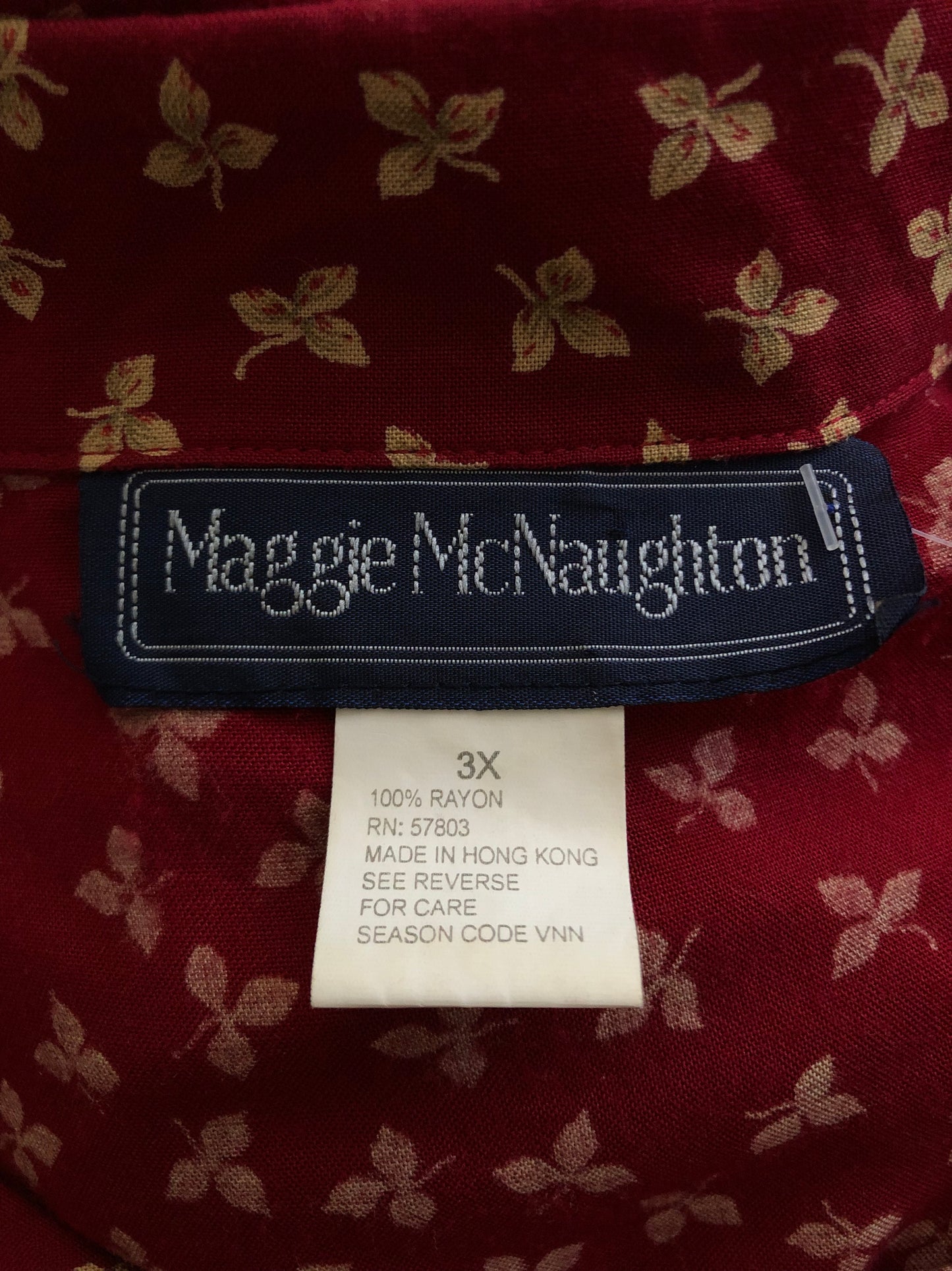 90’s Maggie McNaughton Burgundy Print 2-Piece Set (3X)
