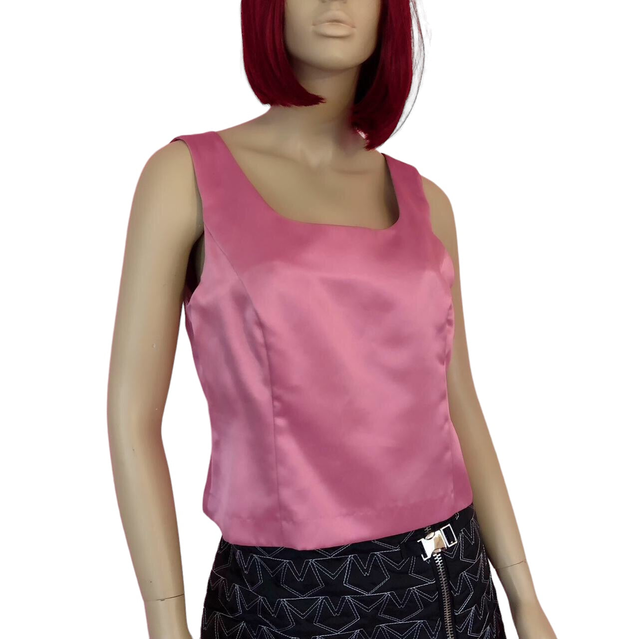 80's Positive Attitude Blush Pink Satin Tank Top (L)