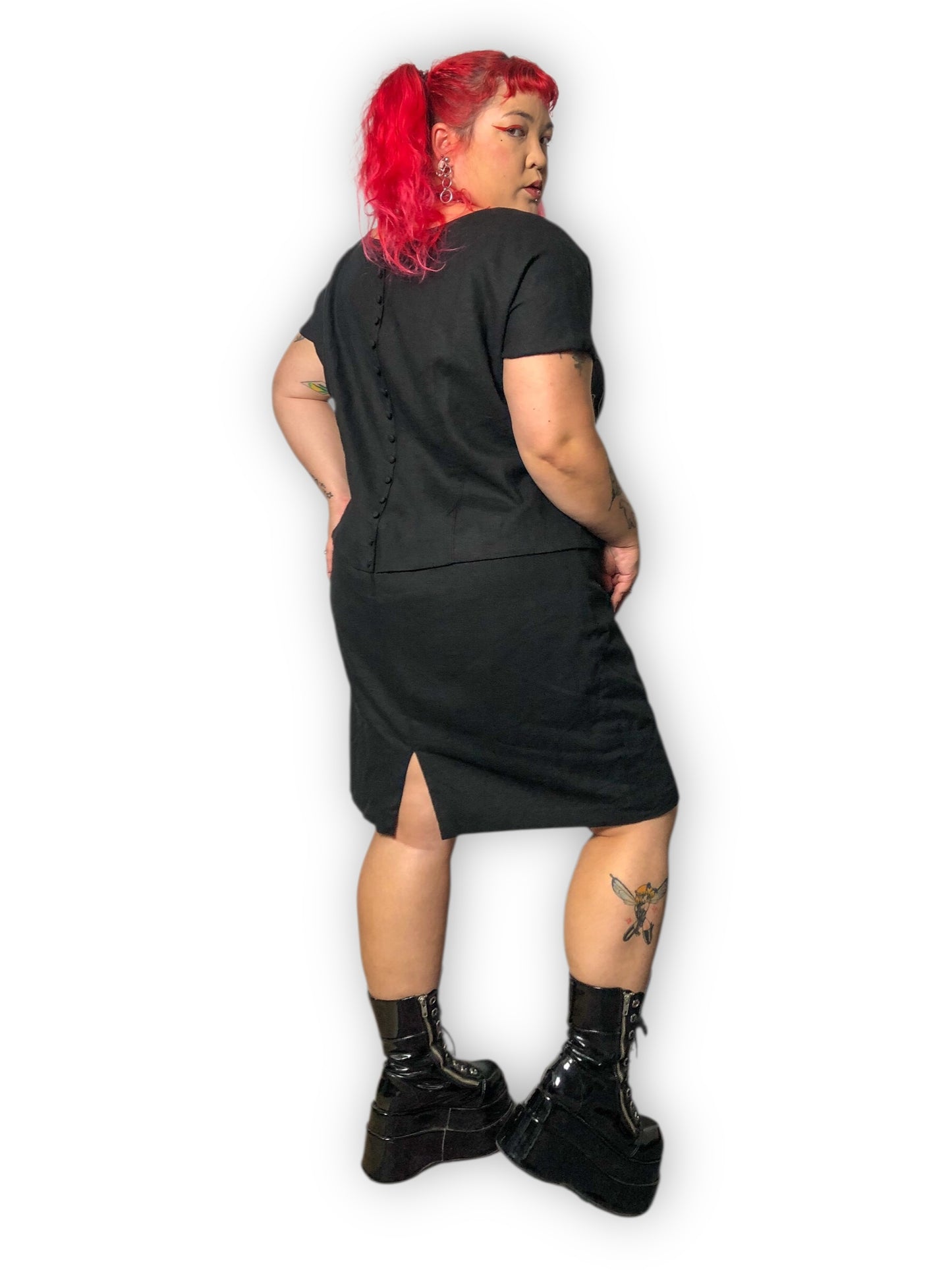 90’s Positive Attitude Black Layered Pencil Dress (2X)