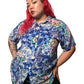 80’s/90’s Victoria Jones Blue Retro Print Button Down Shirt (2X)