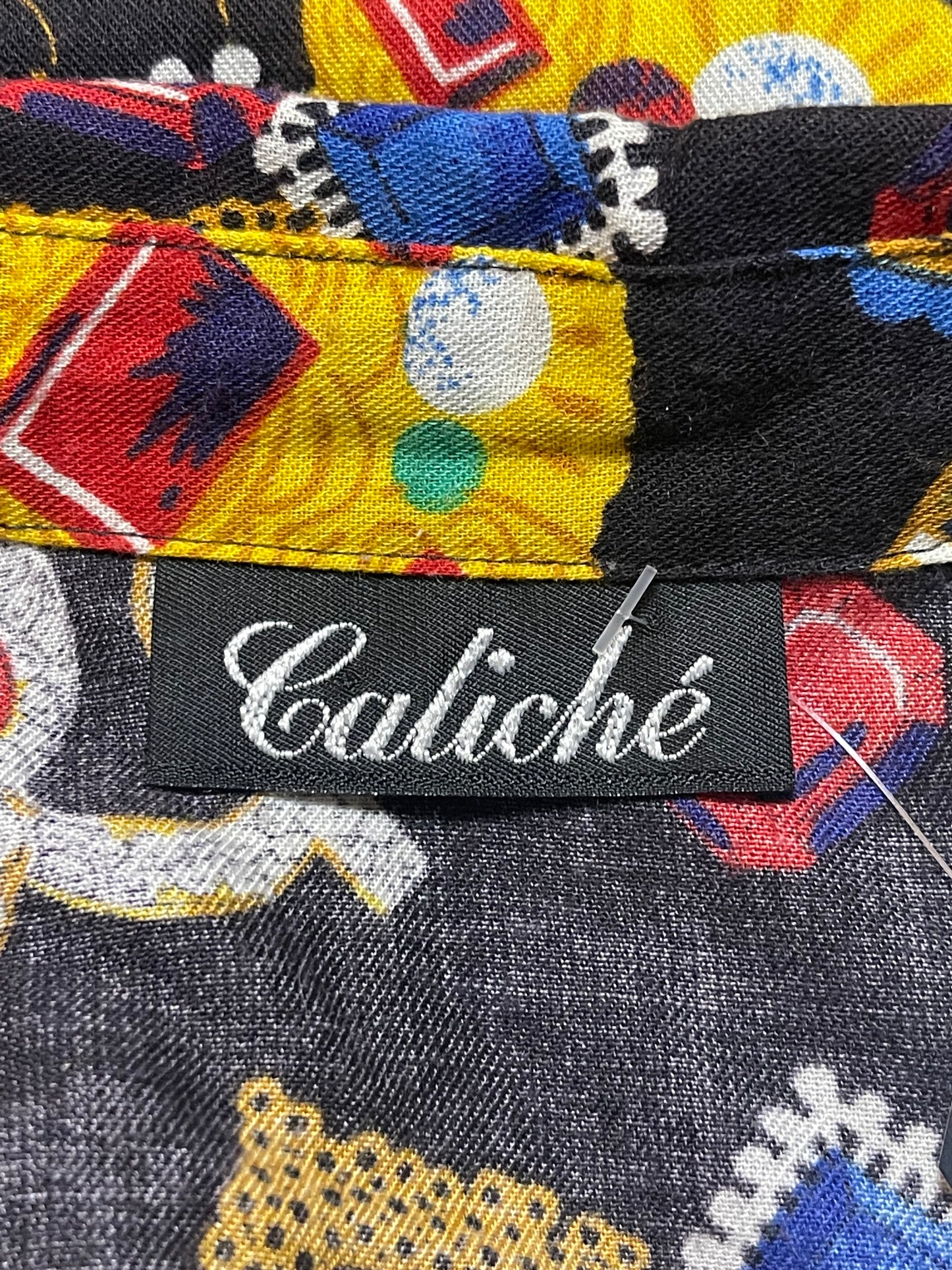 80’s/90’s Caliché Black Retro Print Blouse (L/XL)