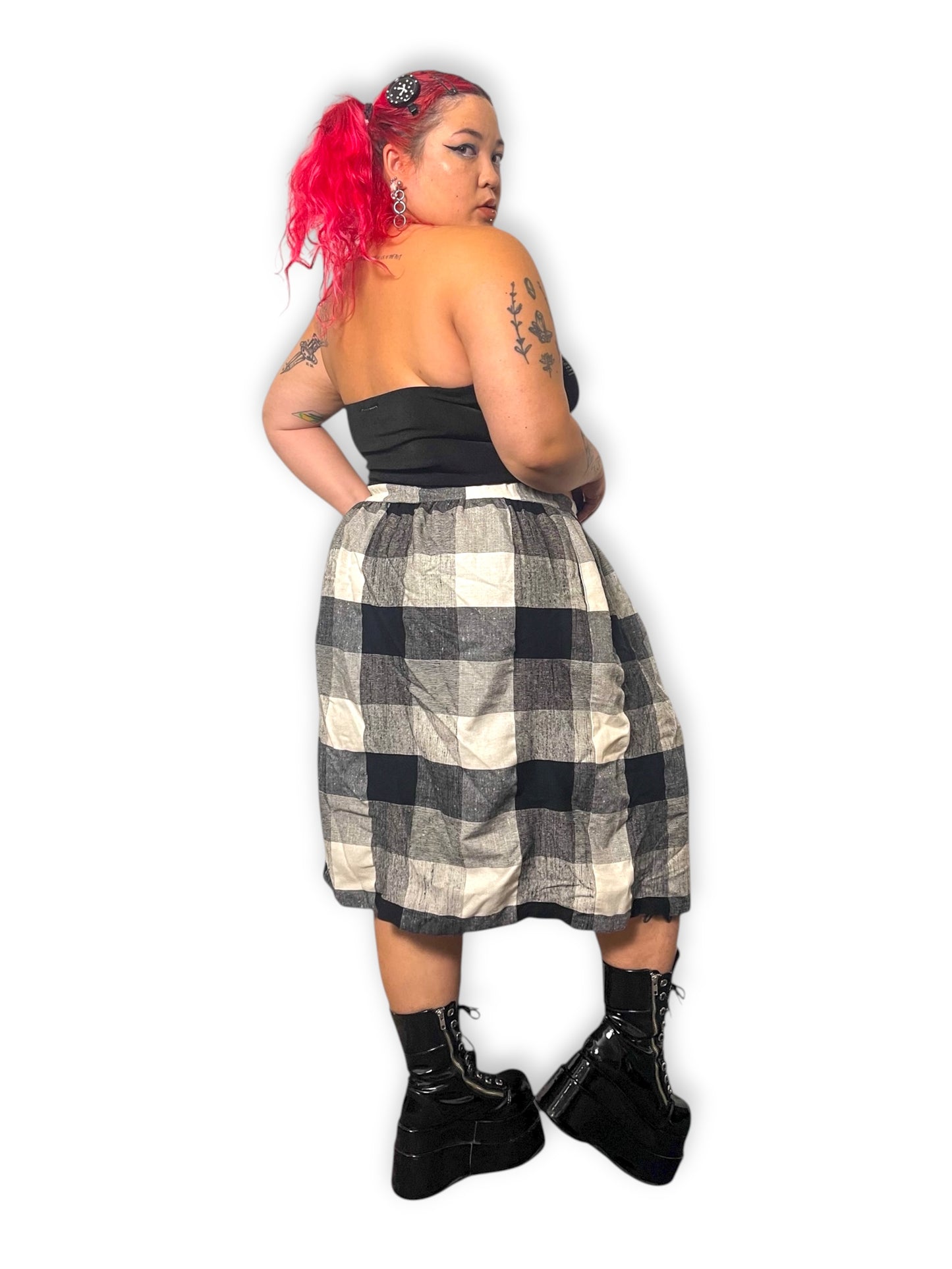 70’s Sag Harbor Black and White Tartan Plaid Skirt (2X)