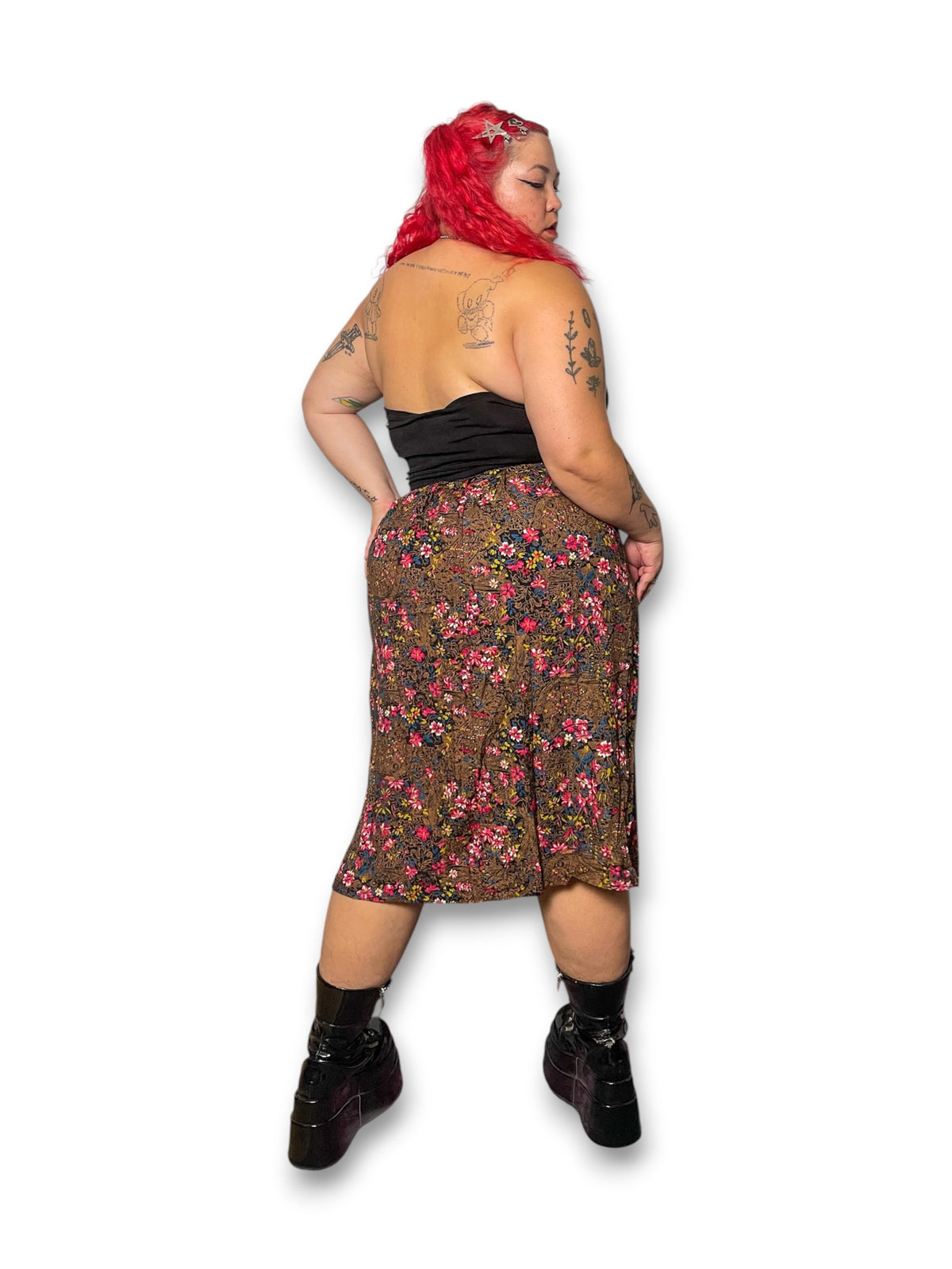 80’s/90’s Boho Floral Print Skirt (XL)