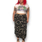 Y2K Sag Harbor Black Floral Print Midi Skirt (2X)