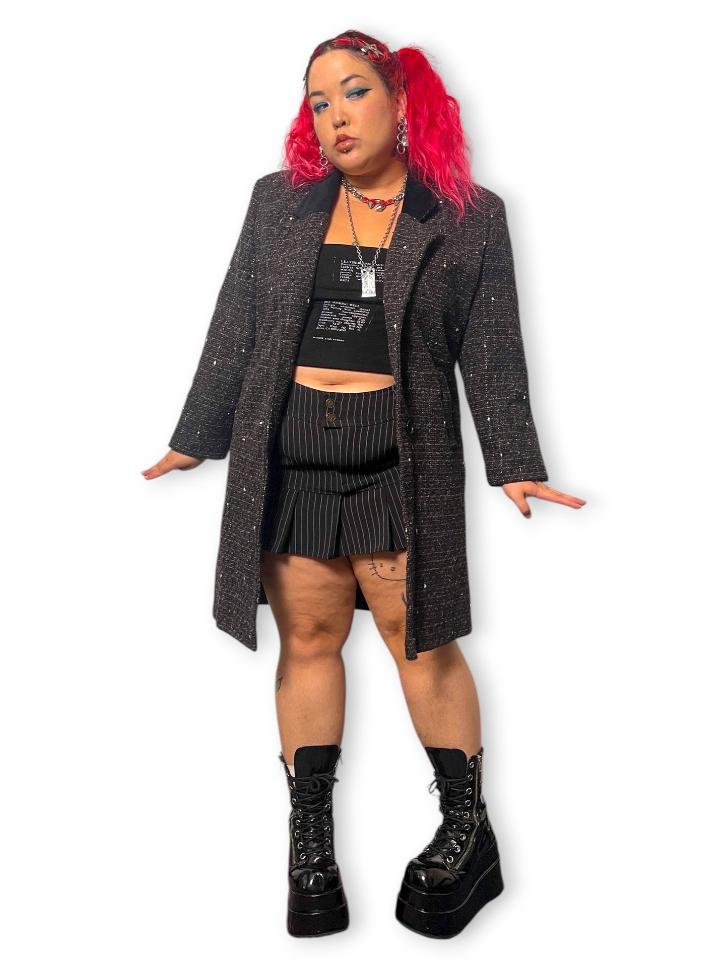 80’s/90’s Julia Klein Black Jacquard Knit Overcoat (L/XL)