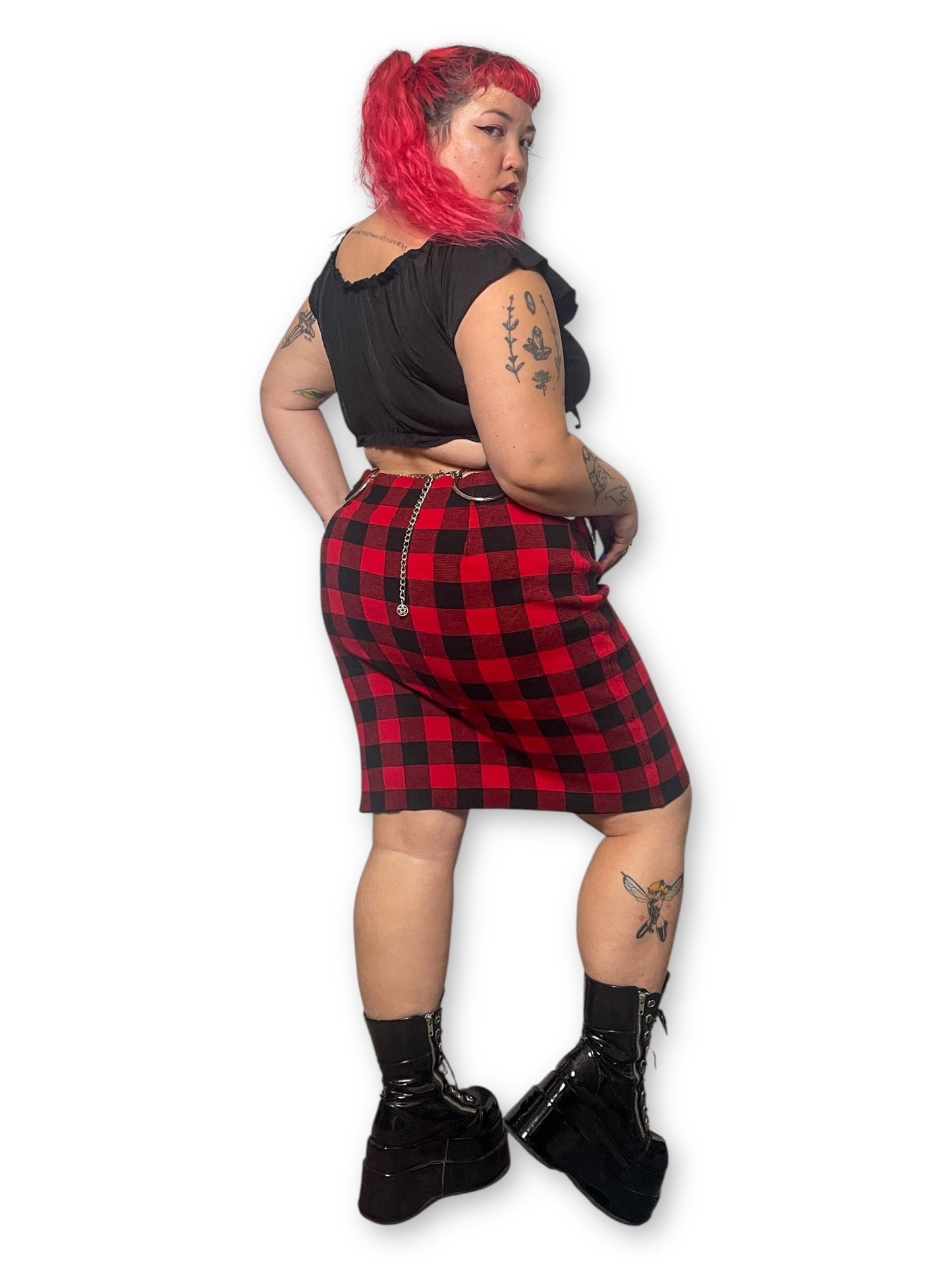Gingham Plaid Bodycon Skirt (2X/3X/4X)