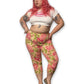 Y2K Floral Print Capri Pants (1X)
