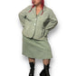 90’s Terry Lewis Mint Green Leather Skirt Suit