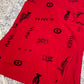 Y2K Red Boho Print Midi Dress (L)