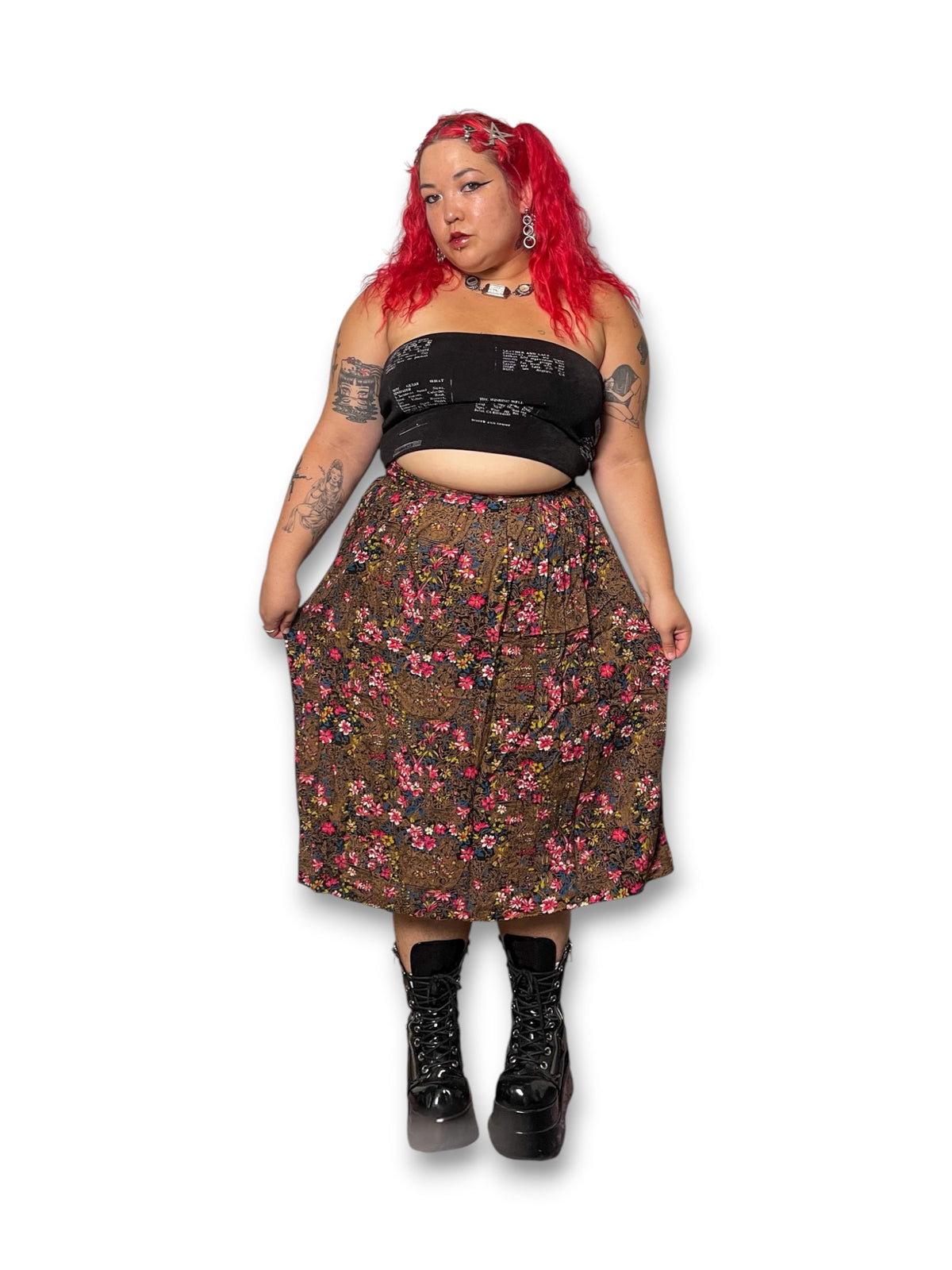 80’s/90’s Boho Floral Print Skirt (XL)