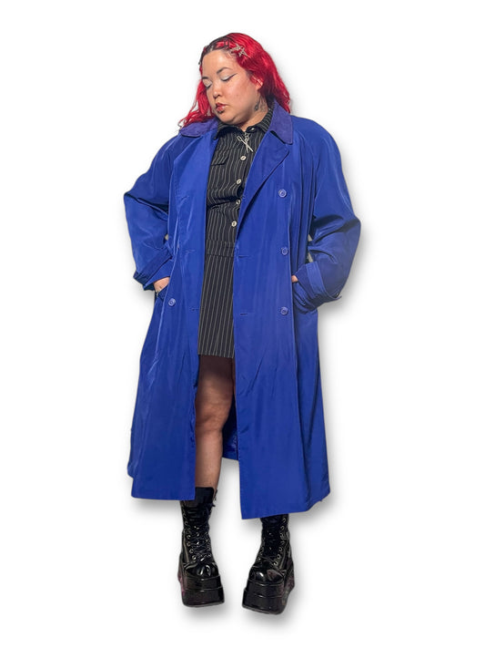 90’s Terry Lewis Cobalt Blue Trench Coat (1X/2X/3X)