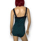 90’s/Y2K INC International Concepts Black and Turquoise Polka Dot Swimsuit (L)