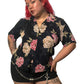 90’s Bishop St. Black Floral Print Button Down Shirt (2X)