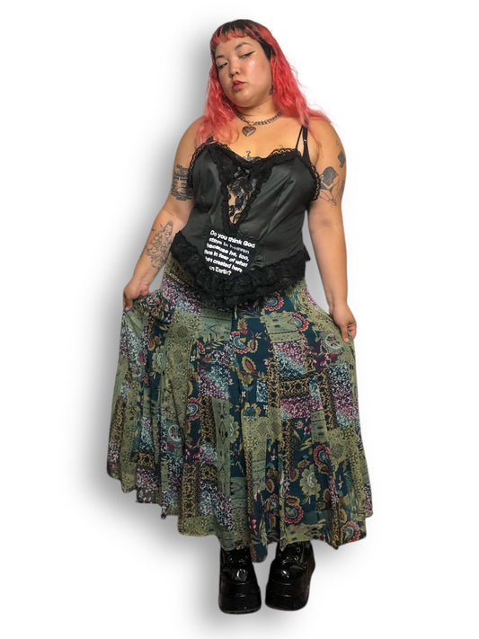 90’s/Y2K Floral Paisley Midi Skirt (2X/3X)