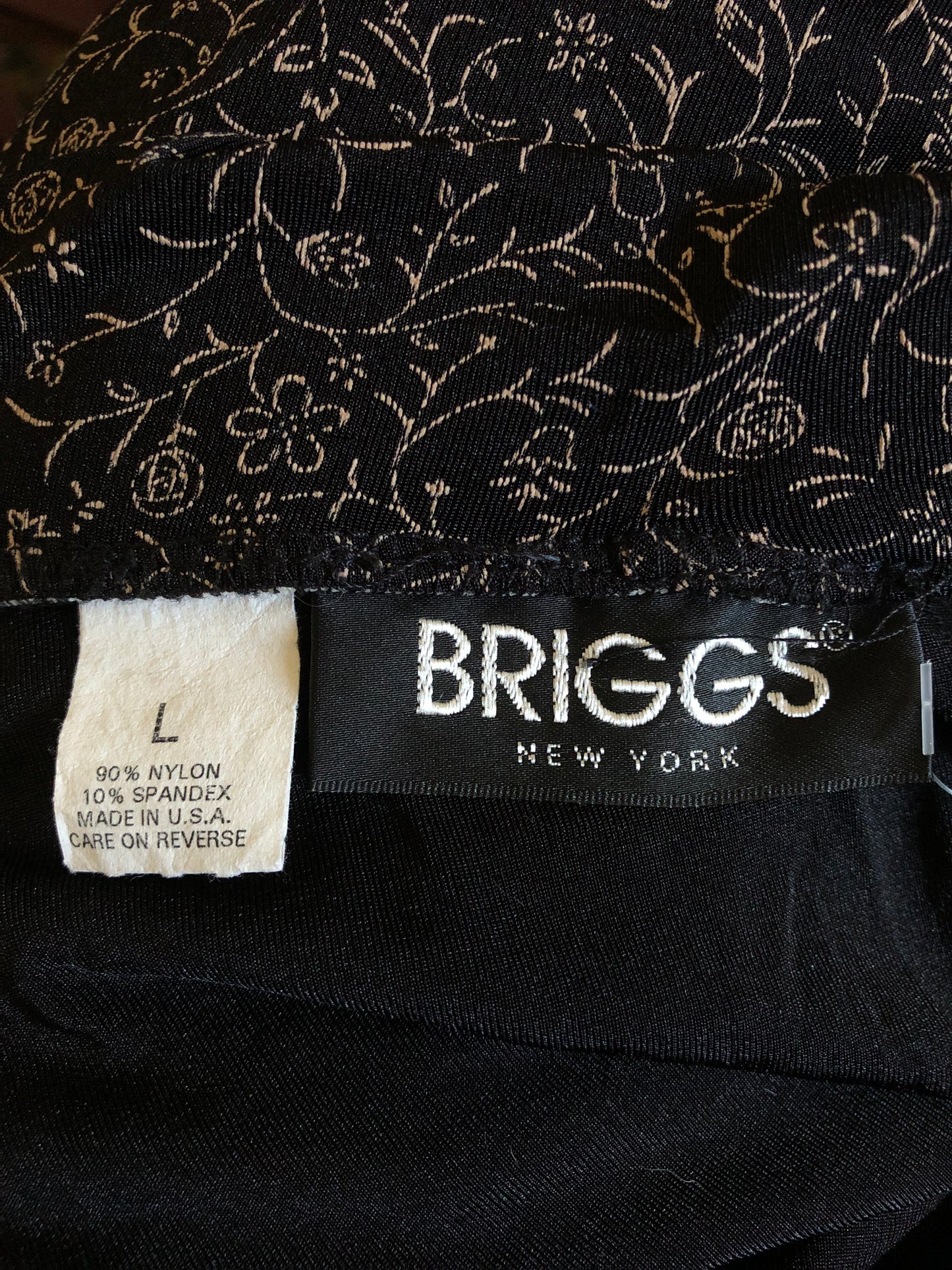 90’s Briggs Black Floral Print Maxi Skirt (L)