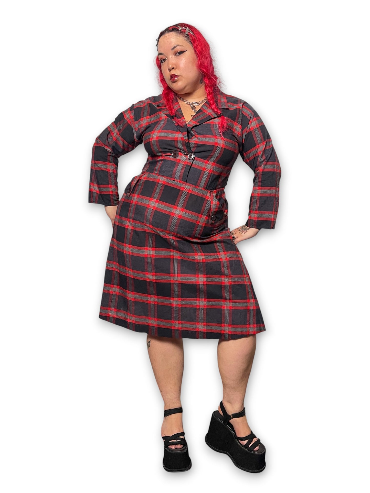 80’s Retro Grunge Shirt Dress (XL)