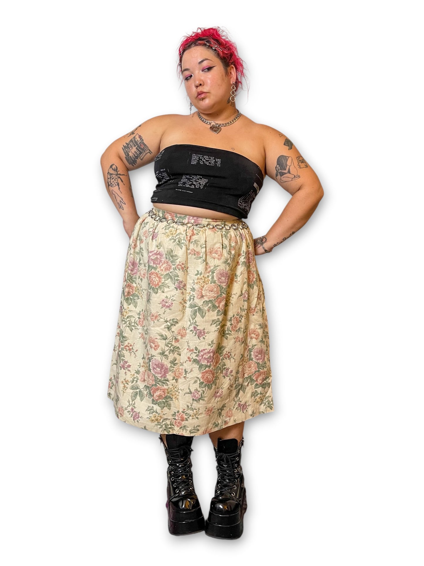 80’s/90’s Floral Cottage Pencil Skirt (XL/1X)